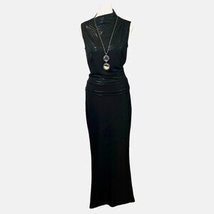 Maria Bianca Nero Y2K Shimmer Black Maxi Length Evening Gown Set Size M